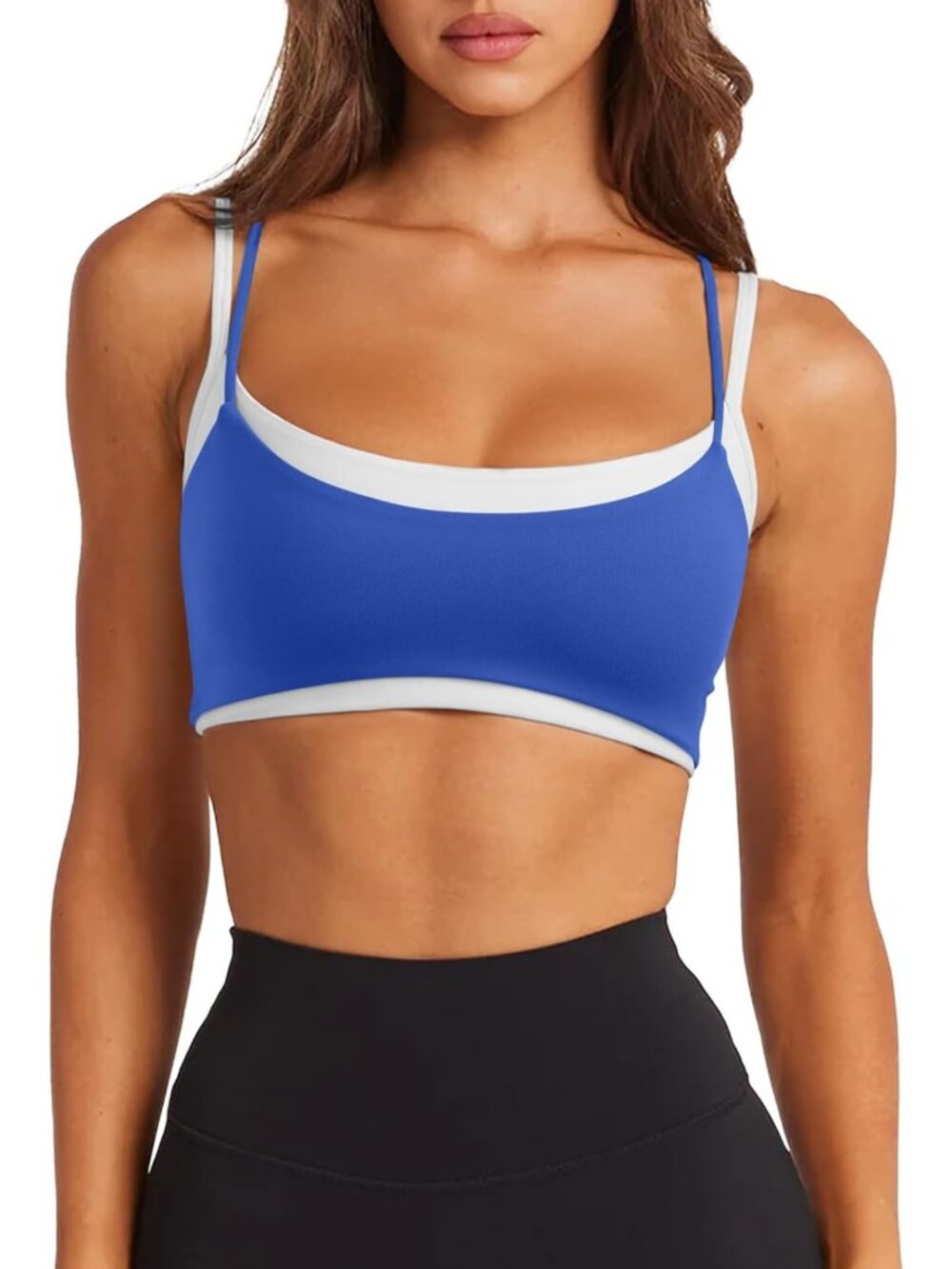 Double Layer Sports Bra with Spaghetti Straps | Women's Workout & Yoga Top